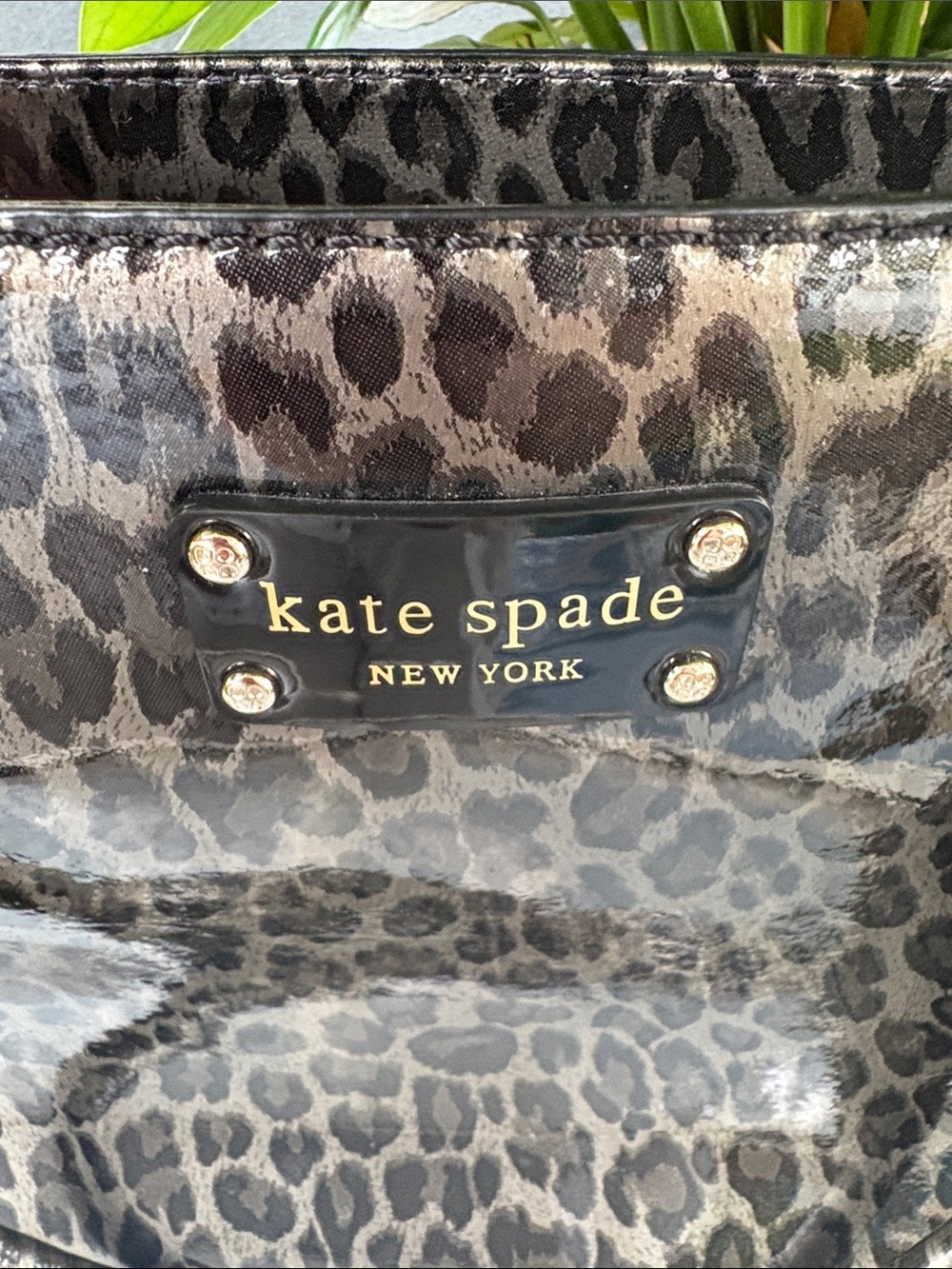 kate spade Leopard Print Patent Leather Tote in Brown and Black - Picture 4 of 9